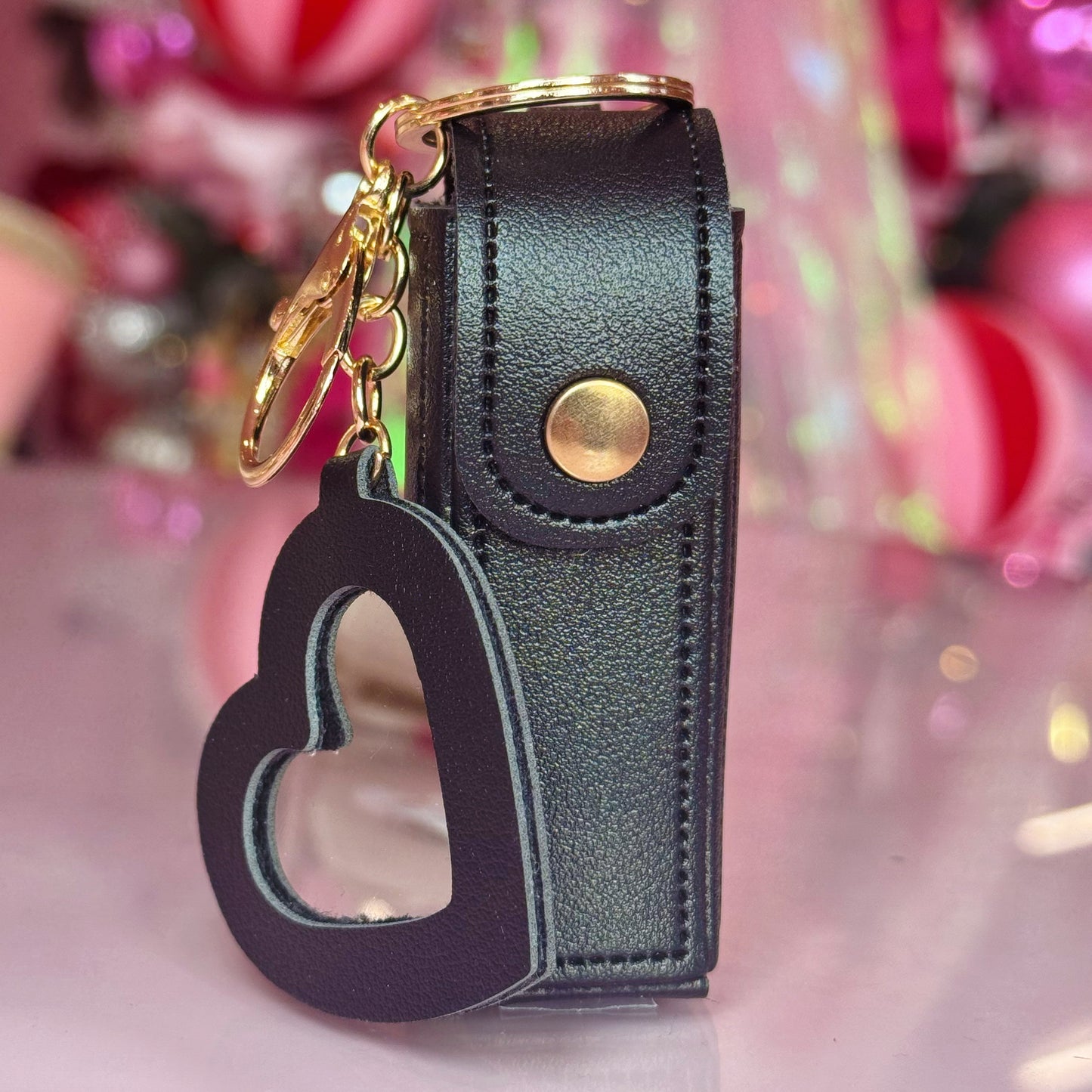 Lip Oil Case Key Ring - Black