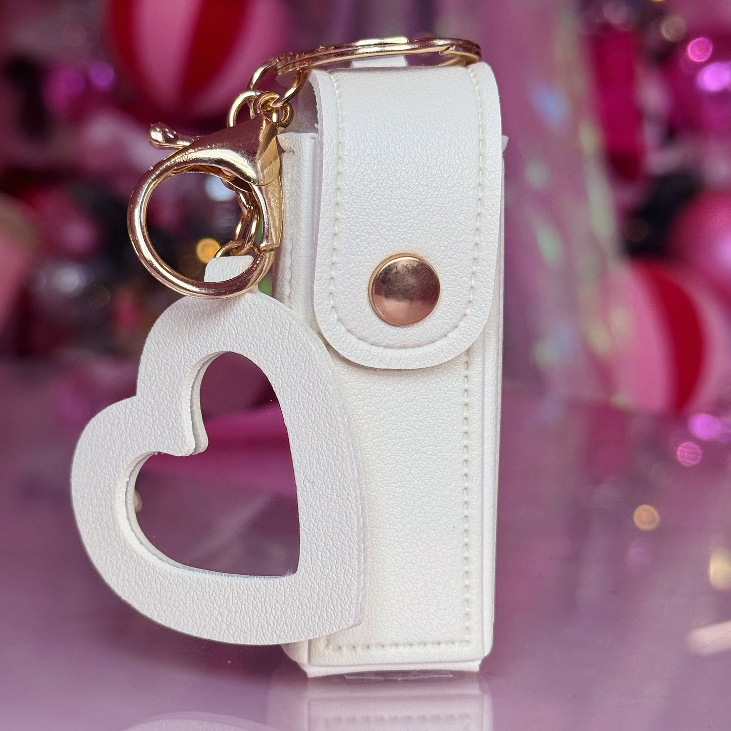 Lip Oil Case Key Ring - Cream
